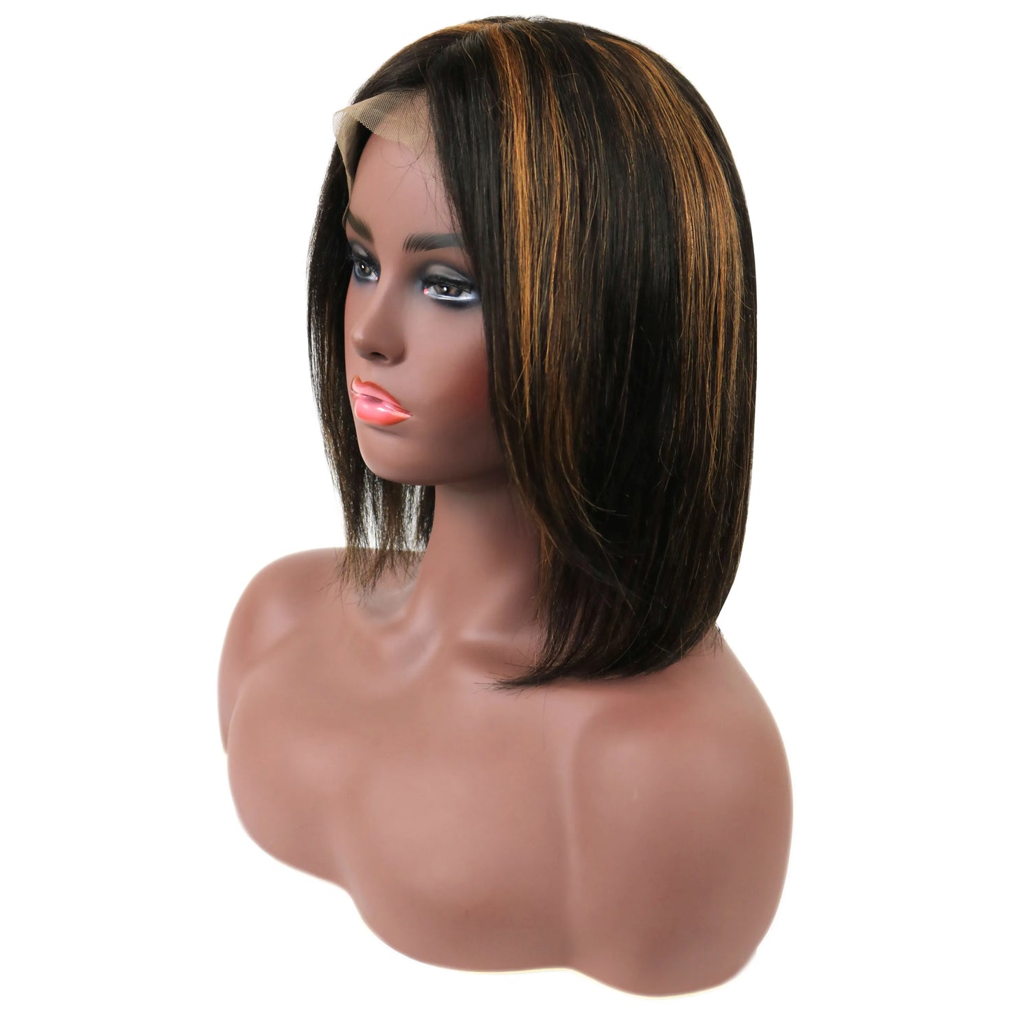 Gabrielle Union mittellange, glatte Lace-Front-Echthaarperücke, 35 cm
