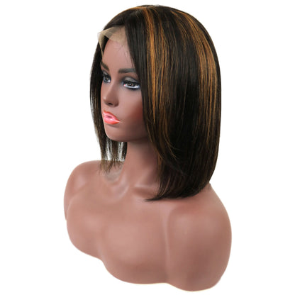 Gabrielle Union mittellange, glatte Lace-Front-Echthaarperücke, 35 cm