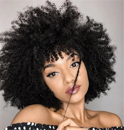 Afro Locken Kunsthaar Perücken ohne Kappe für Frauen