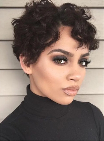 Boycut Sexy Lockige Pixie Kurze Synthetische Haar Lace Front Afroamerikanische Perücken 15 cm