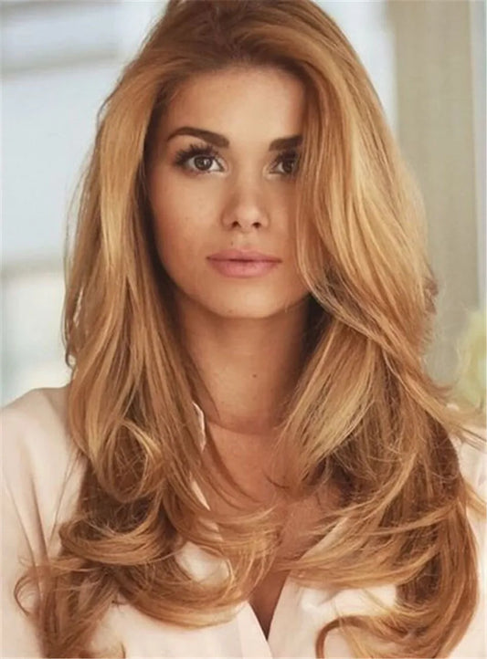Natural Long Wavy Human Hair Full Lace Wig 22 Inches