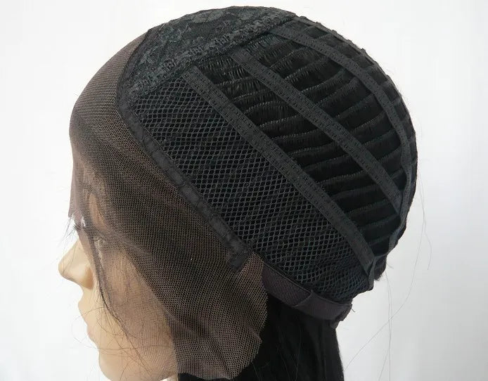 Peluca de encaje de pelo 100% humano, color mezclado, liso, corte bob, 14 pulgadas