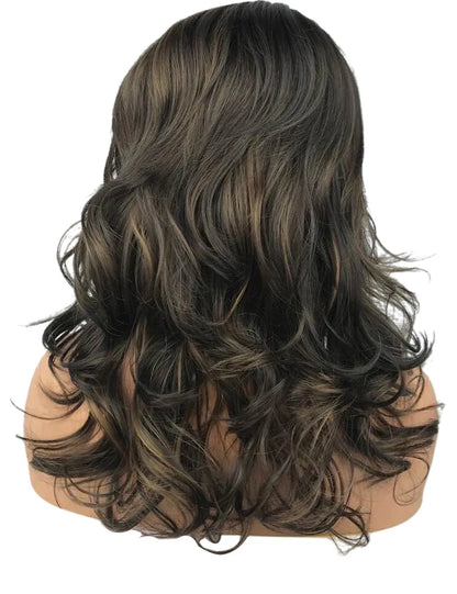 Balayage Haarschnitt Mittellanger Bob Gewellt Kunsthaar Damenperücke