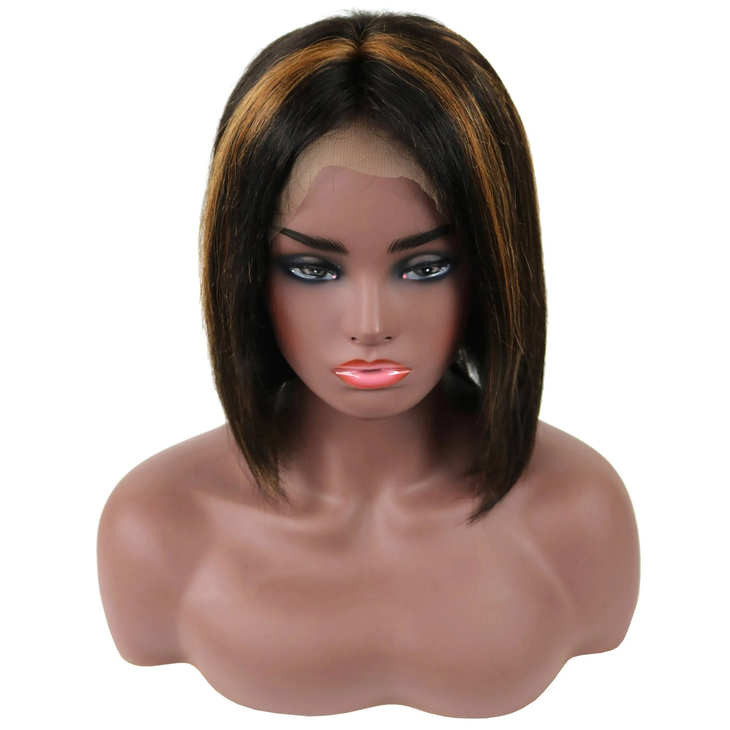 Gabrielle Union mittellange, glatte Lace-Front-Echthaarperücke, 35 cm
