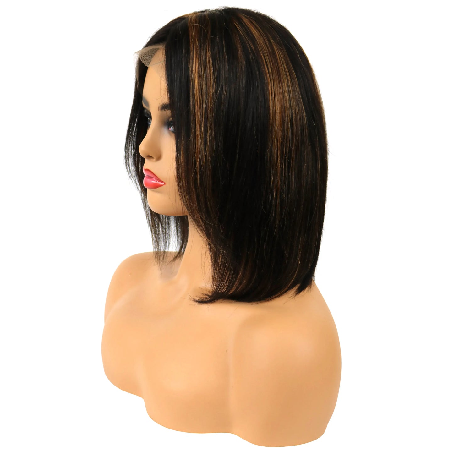 Gabrielle Union mittellange, glatte Lace-Front-Echthaarperücke, 35 cm
