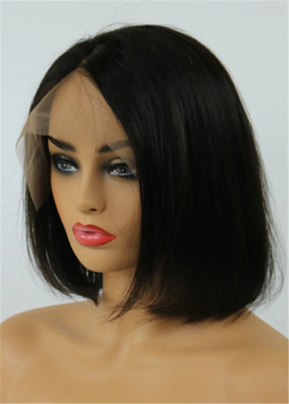 Fascinantes, Pulcras, Suaves, Pelucas Afroamericanas de Encaje Frontal de Cabello Humano Natural hasta los Hombros, 10 Pulgadas