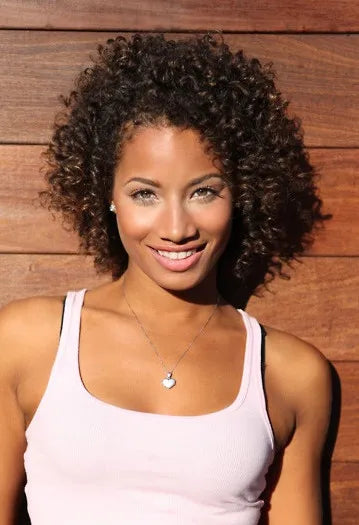 Afroamerikanische lockige Lace Front Echthaarperücken, 14 Zoll