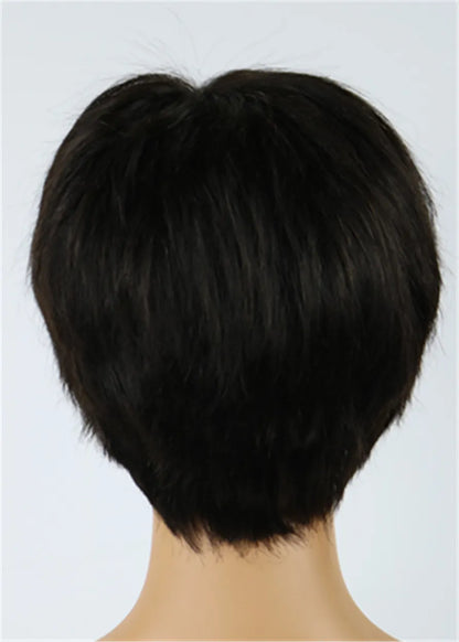 Jennifer Hudson Pixie Castaño Oscuro Capas Celebridad Pelucas Cortas Naturales Afroamericanas Cabello Humano Encaje Completo 6 Pulgadas