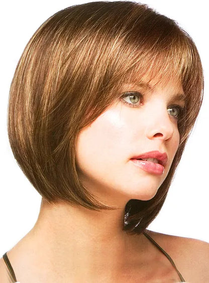 Maßgefertigte, handgeknüpfte Echthaarperücke, 100 % Romance Straight, 100 % menschliches Haar, 10 Zoll