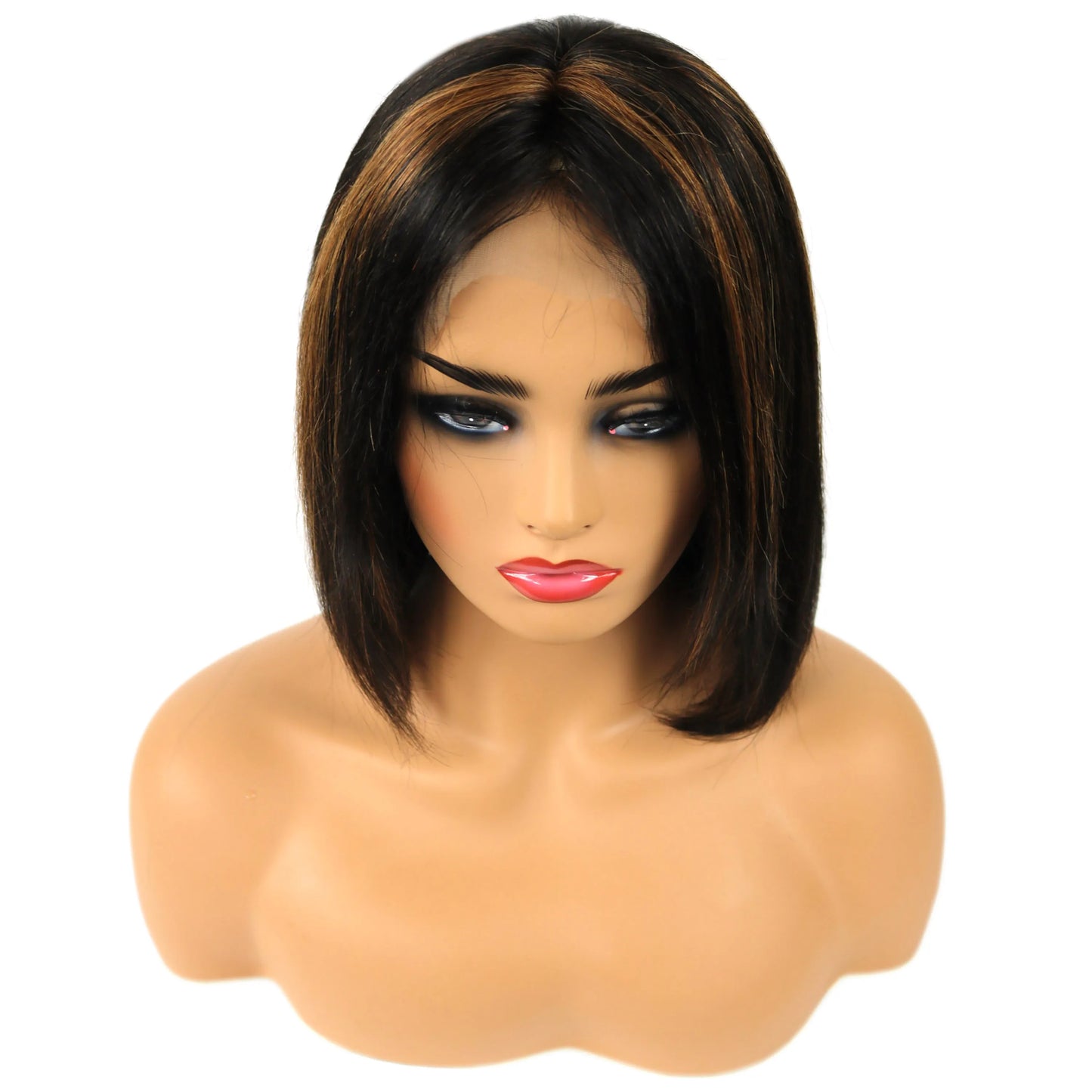 Gabrielle Union mittellange, glatte Lace-Front-Echthaarperücke, 35 cm