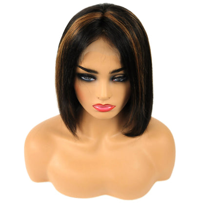 Gabrielle Union mittellange, glatte Lace-Front-Echthaarperücke, 35 cm