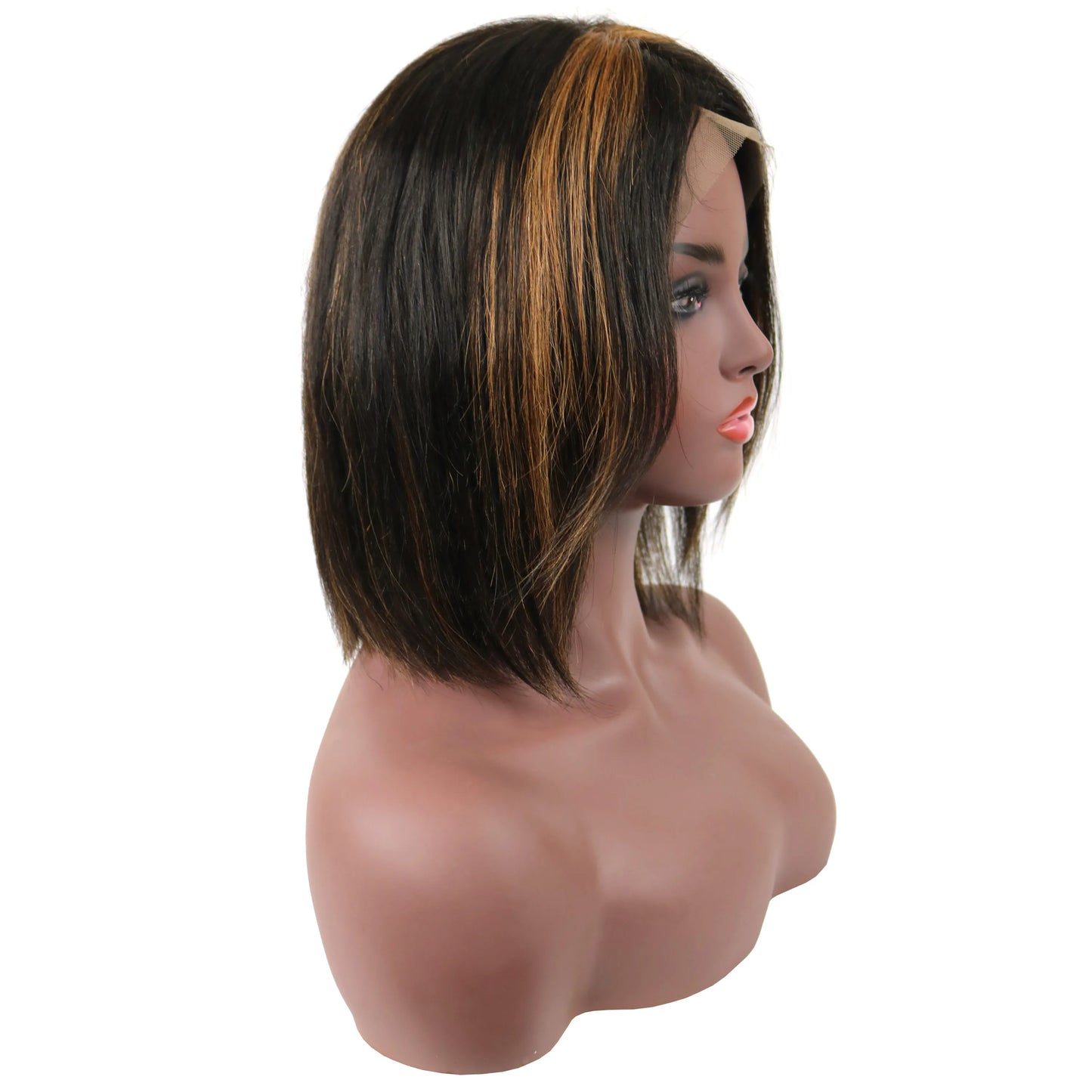 Gabrielle Union mittellange, glatte Lace-Front-Echthaarperücke, 35 cm