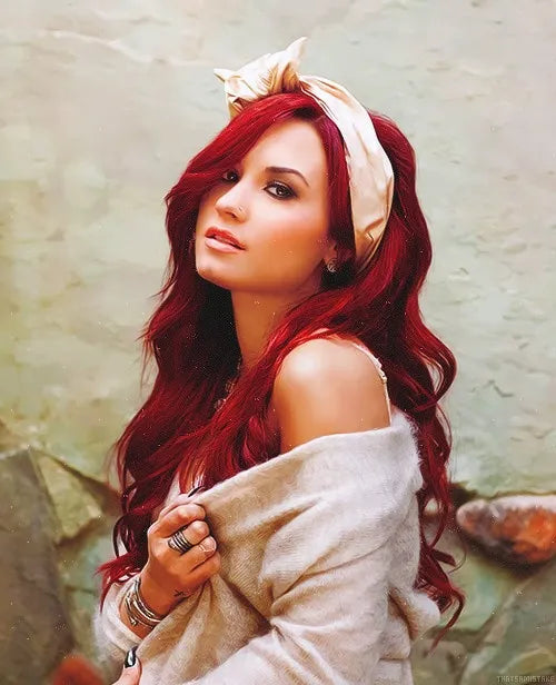 Red Long Wave Side Part Bangs Lace Front Wigs Synthetic Hair 22 Inches