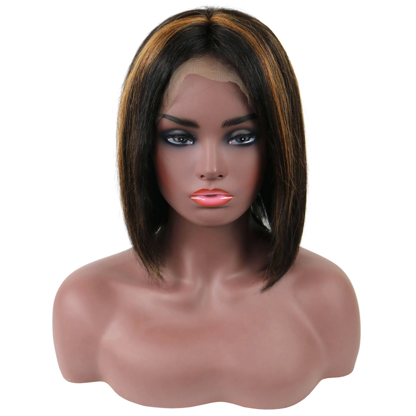 Gabrielle Union mittellange, glatte Lace-Front-Echthaarperücke, 35 cm