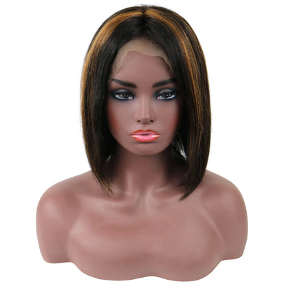 Gabrielle Union mittellange, glatte Lace-Front-Echthaarperücke, 35 cm