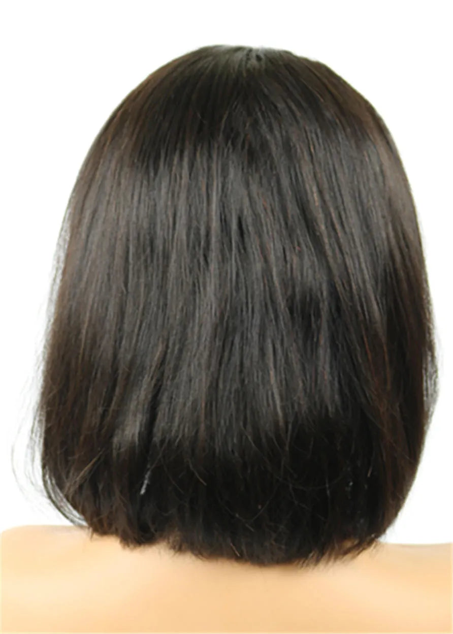 Fascinantes, Pulcras, Suaves, Pelucas Afroamericanas de Encaje Frontal de Cabello Humano Natural hasta los Hombros, 10 Pulgadas