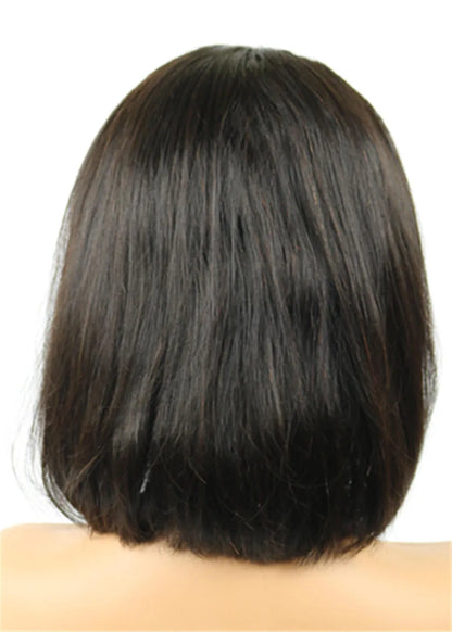 Fascinantes, Pulcras, Suaves, Pelucas Afroamericanas de Encaje Frontal de Cabello Humano Natural hasta los Hombros, 10 Pulgadas