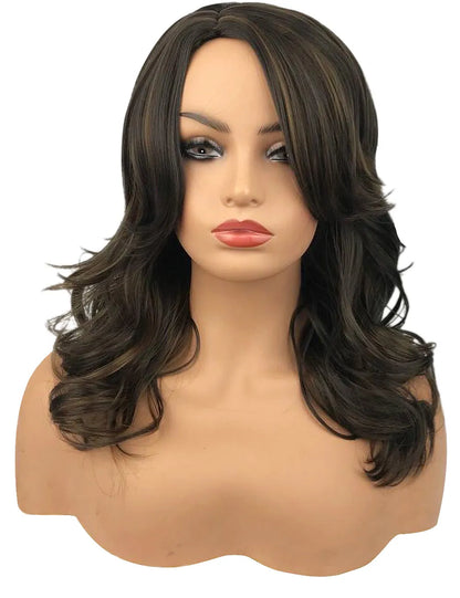 Balayage Haarschnitt Mittellanger Bob Gewellt Kunsthaar Damenperücke