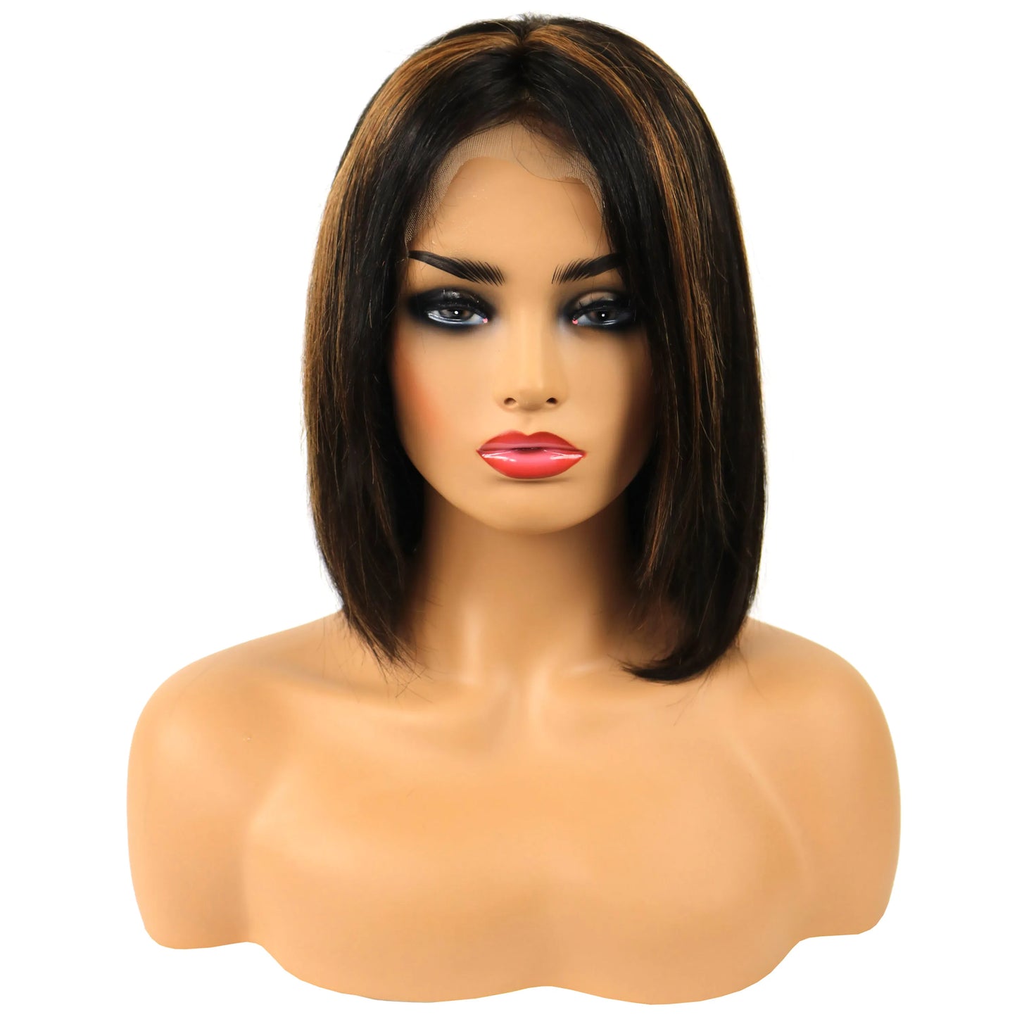 Gabrielle Union mittellange, glatte Lace-Front-Echthaarperücke, 35 cm