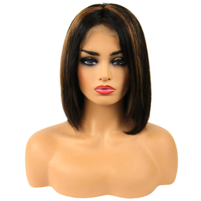 Gabrielle Union mittellange, glatte Lace-Front-Echthaarperücke, 35 cm