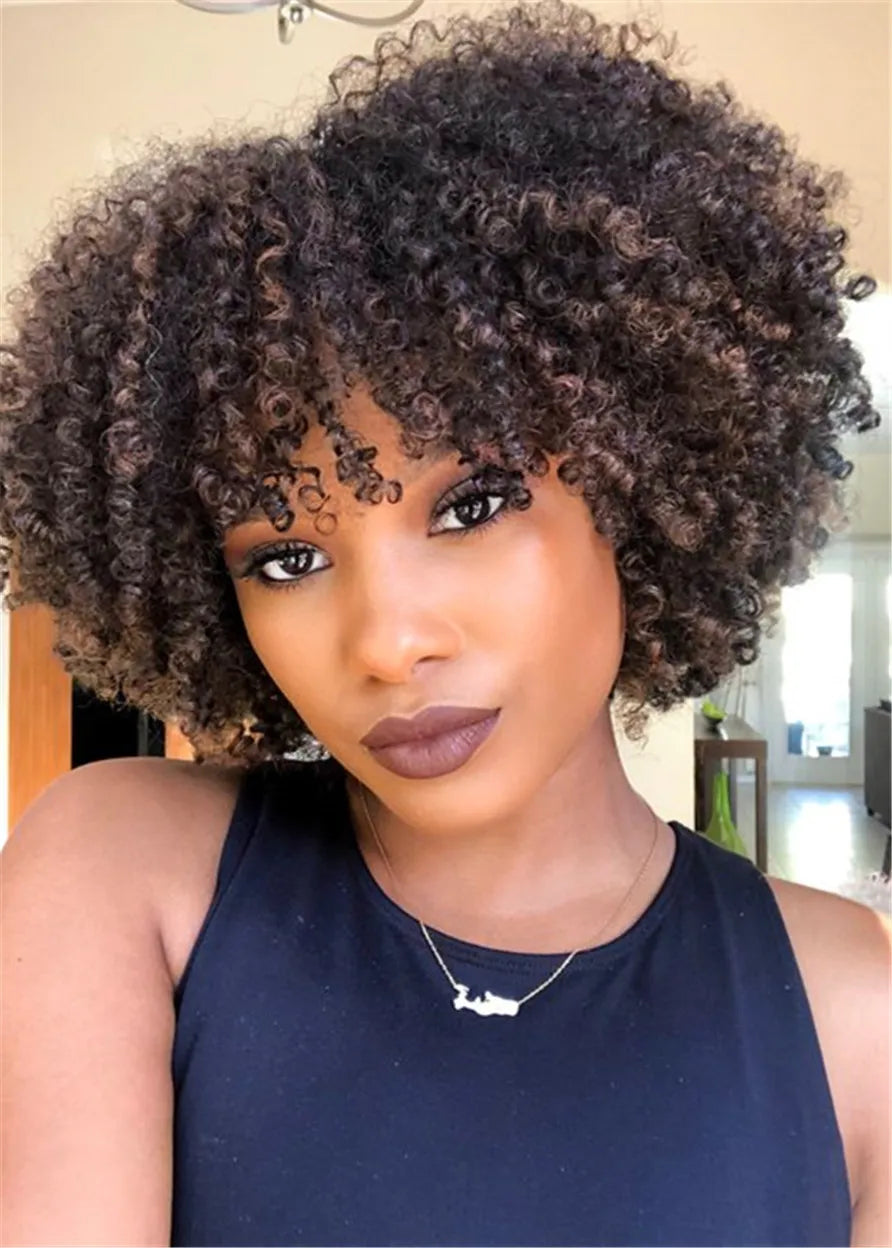 Afro Locken Synthetische Damenperücke 12 Zoll