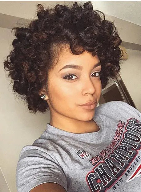 Pelucas de encaje frontal rizadas y crespas de cabello humano 100% afroamericano de 10 pulgadas