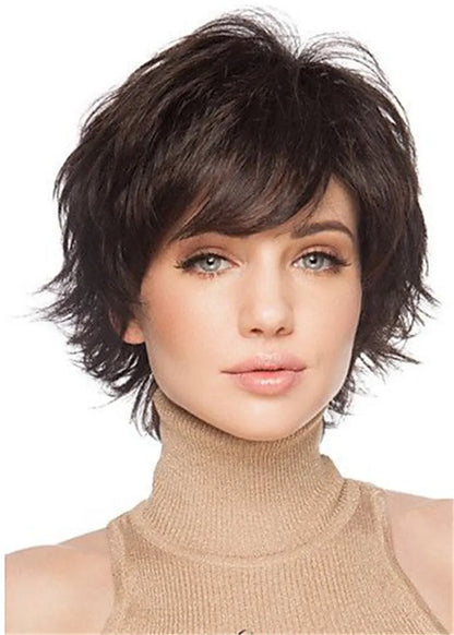 Peluca de mujer de cabello liso natural de 10 pulgadas con corte bob corto y bonito