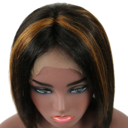 Gabrielle Union mittellange, glatte Lace-Front-Echthaarperücke, 35 cm