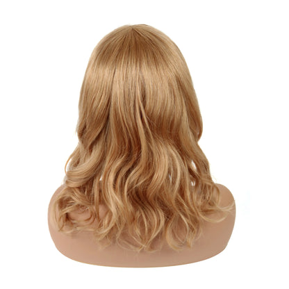 Natural Wave Ombre Blonde with Full Bangs 100 Human Hair 16 Inches