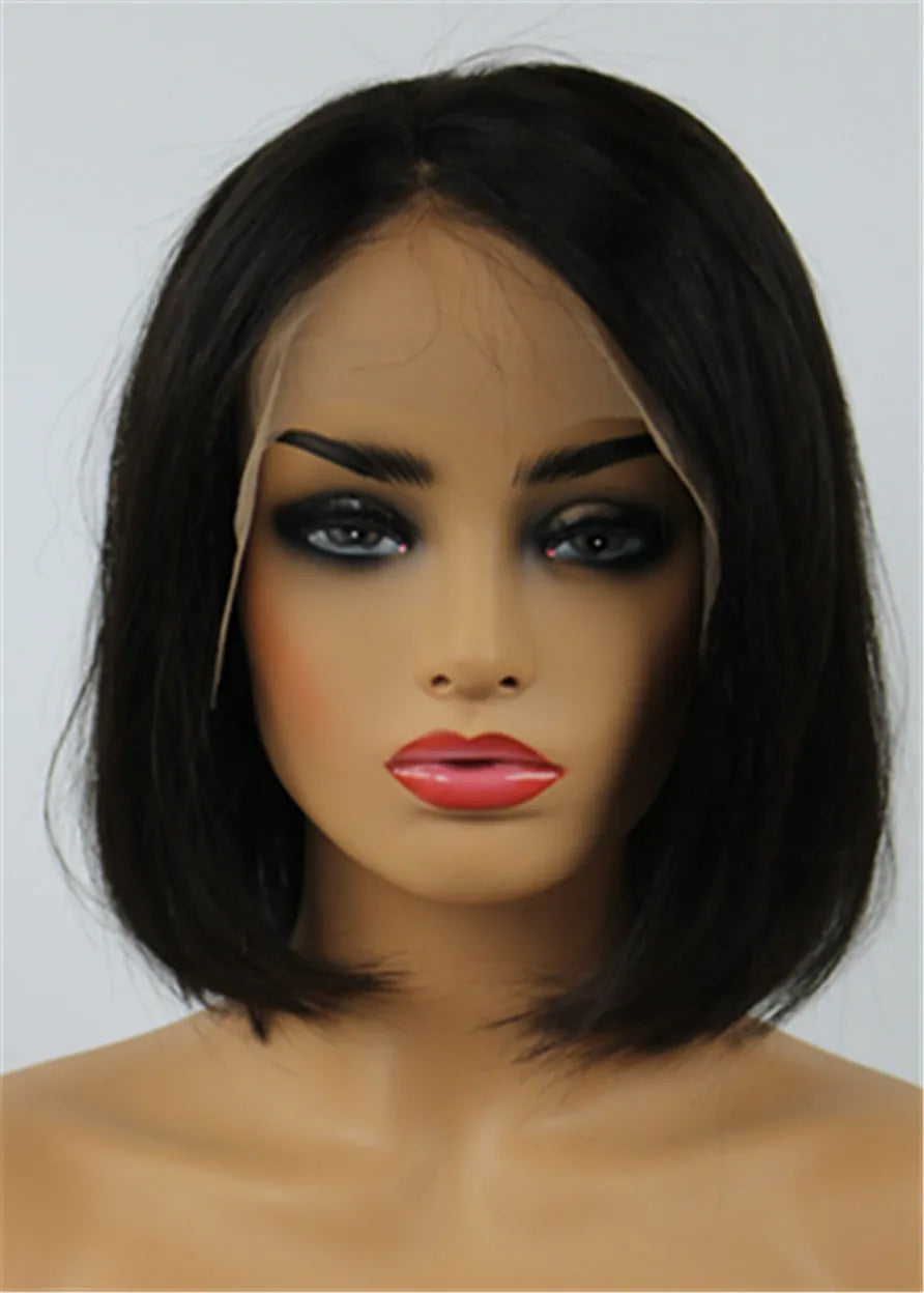 Fascinantes, Pulcras, Suaves, Pelucas Afroamericanas de Encaje Frontal de Cabello Humano Natural hasta los Hombros, 10 Pulgadas