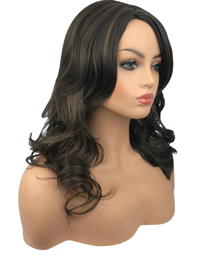 Balayage Haarschnitt Mittellanger Bob Gewellt Kunsthaar Damenperücke