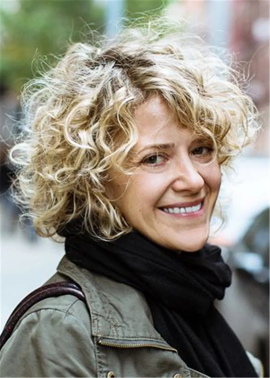 Kurze Pixie-Frisur Synthetische Haare Kinky Curly Damenperücken