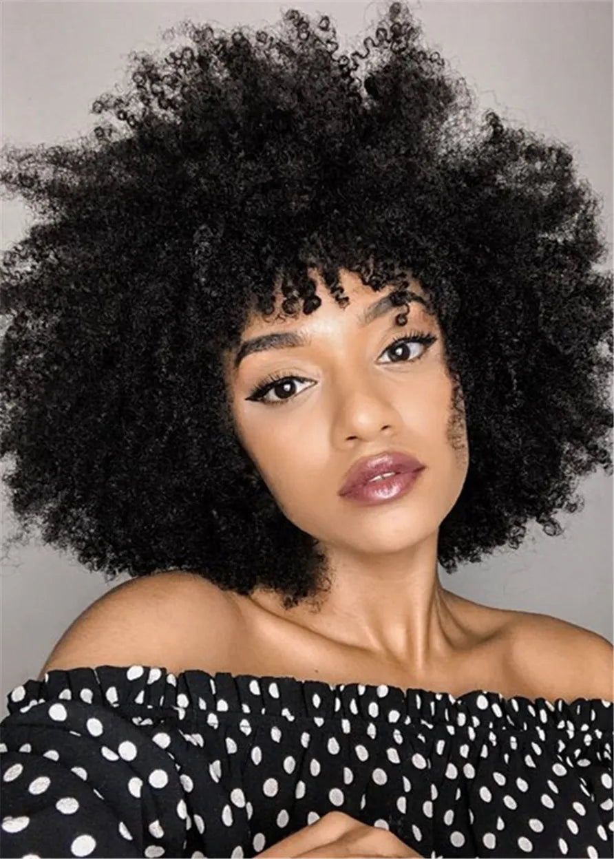 Afro Locken Kunsthaar Perücken ohne Kappe für Frauen